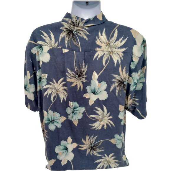 TOMMY BAHAMA Men's Blue Floral 100% Silk Hawaiian Shirt Medium All Over Print - Picture 3 of 12